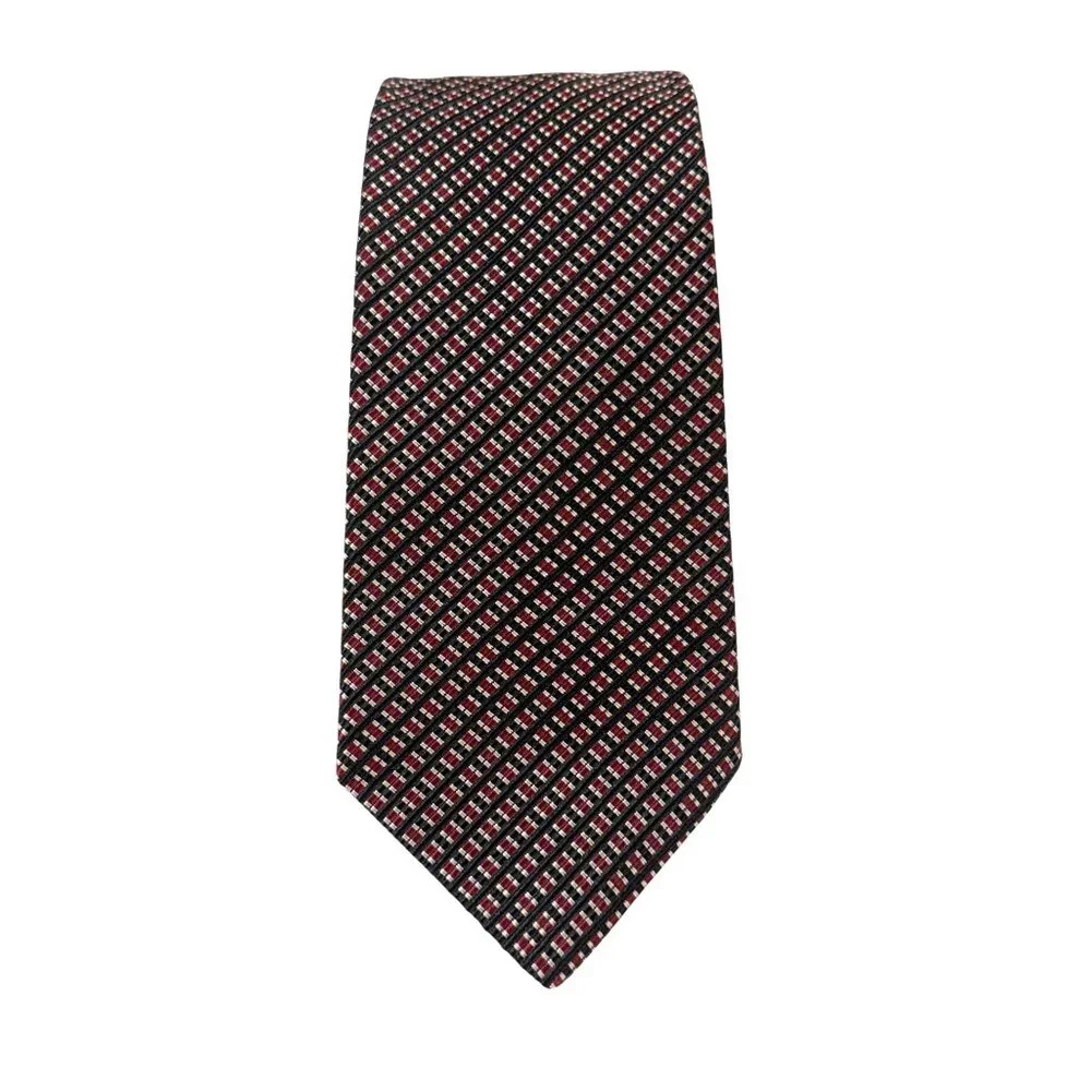 NWT Tommy Hilfiger Mens Check Pattern All Silk Neck Tie Collegiate Preppy Gift